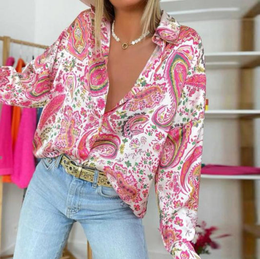 Sweet Paisley Print Long Sleeve Top