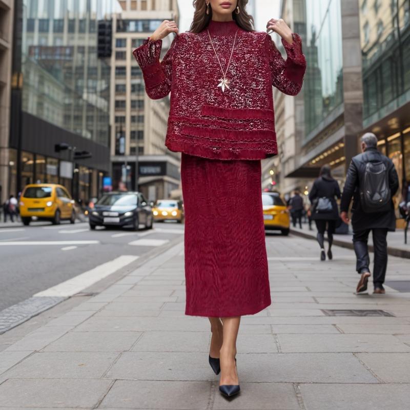 Elegant Velvet Pleated Two-piece Set