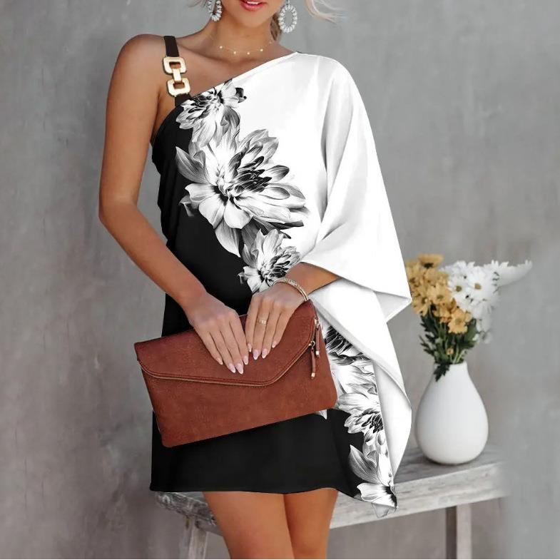 Bat Sleeve Off-the-shoulder Sexy Loose Dress