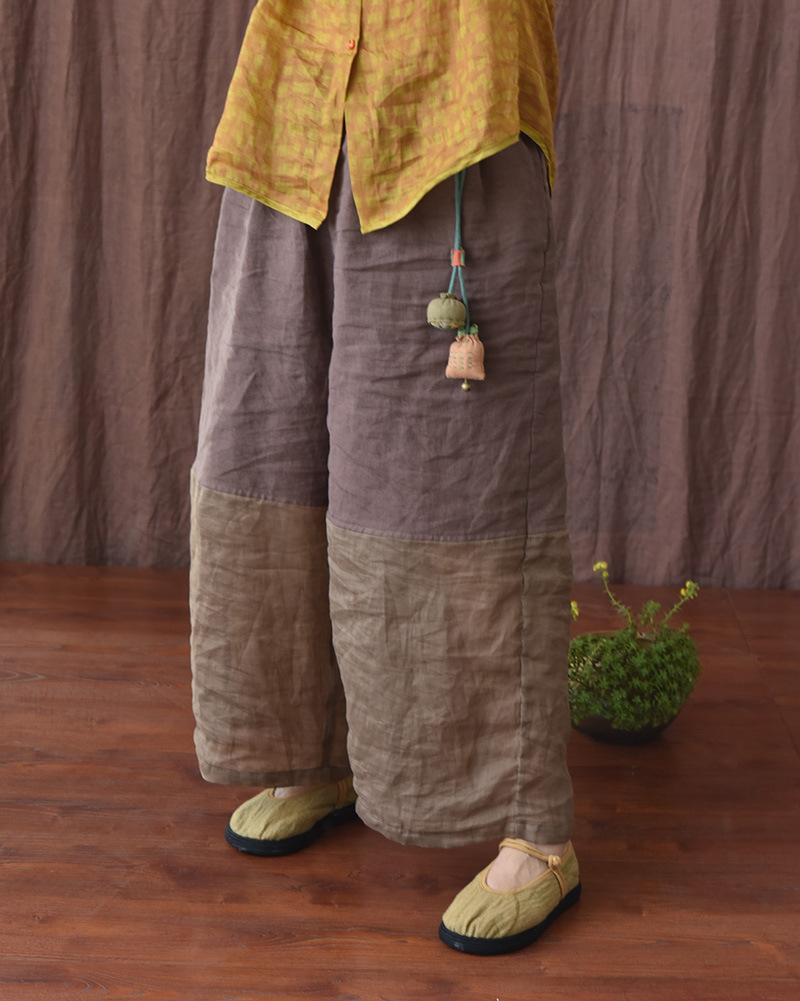 Patchwork Colorblock Linen Pants