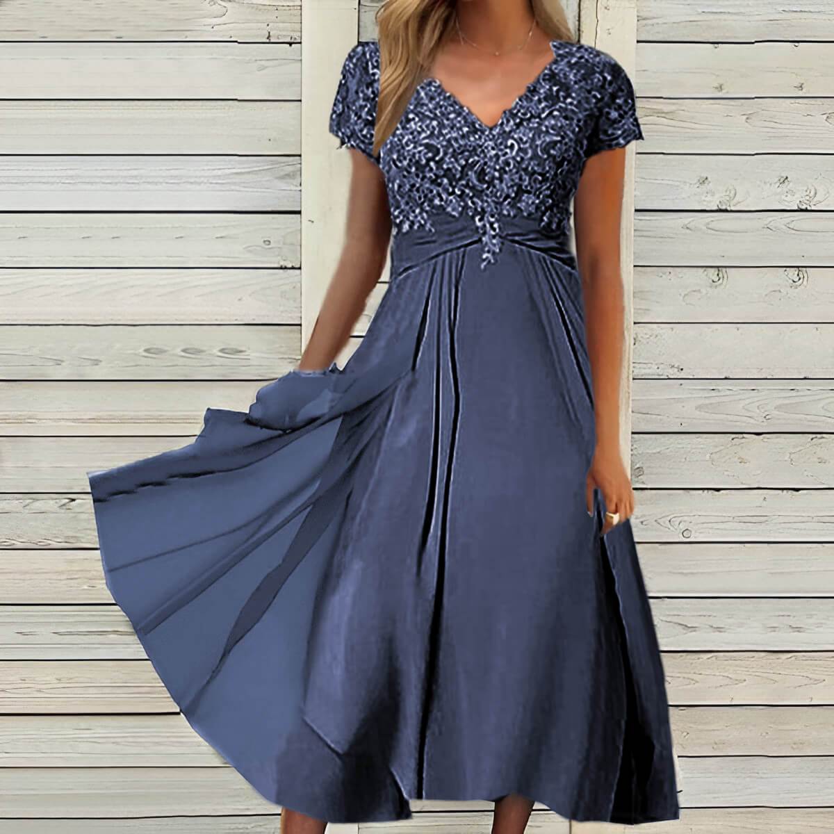 Lace Chiffon Midi Dress – dazzlins