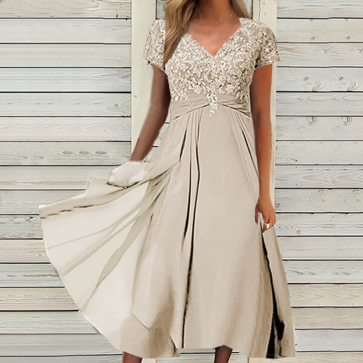 Lace Chiffon Midi Dress