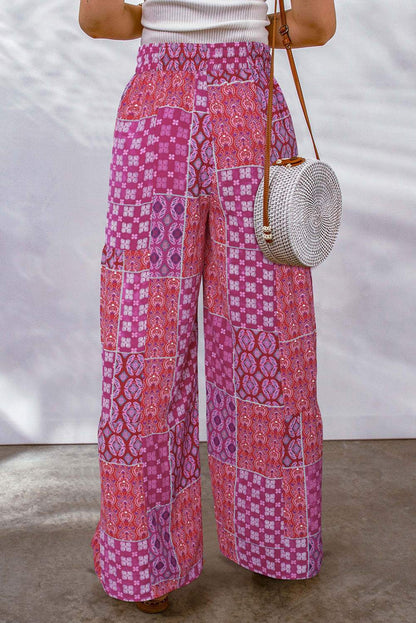 Floral Color Blocking Casual Pants