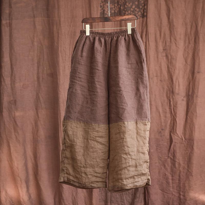 Patchwork Colorblock Linen Pants