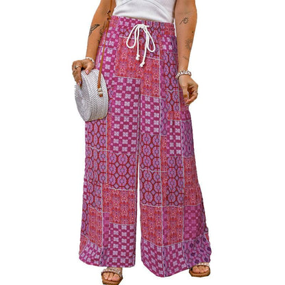 Floral Color Blocking Casual Pants