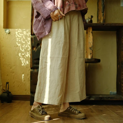 Linen-cropped Wide-leg Pants